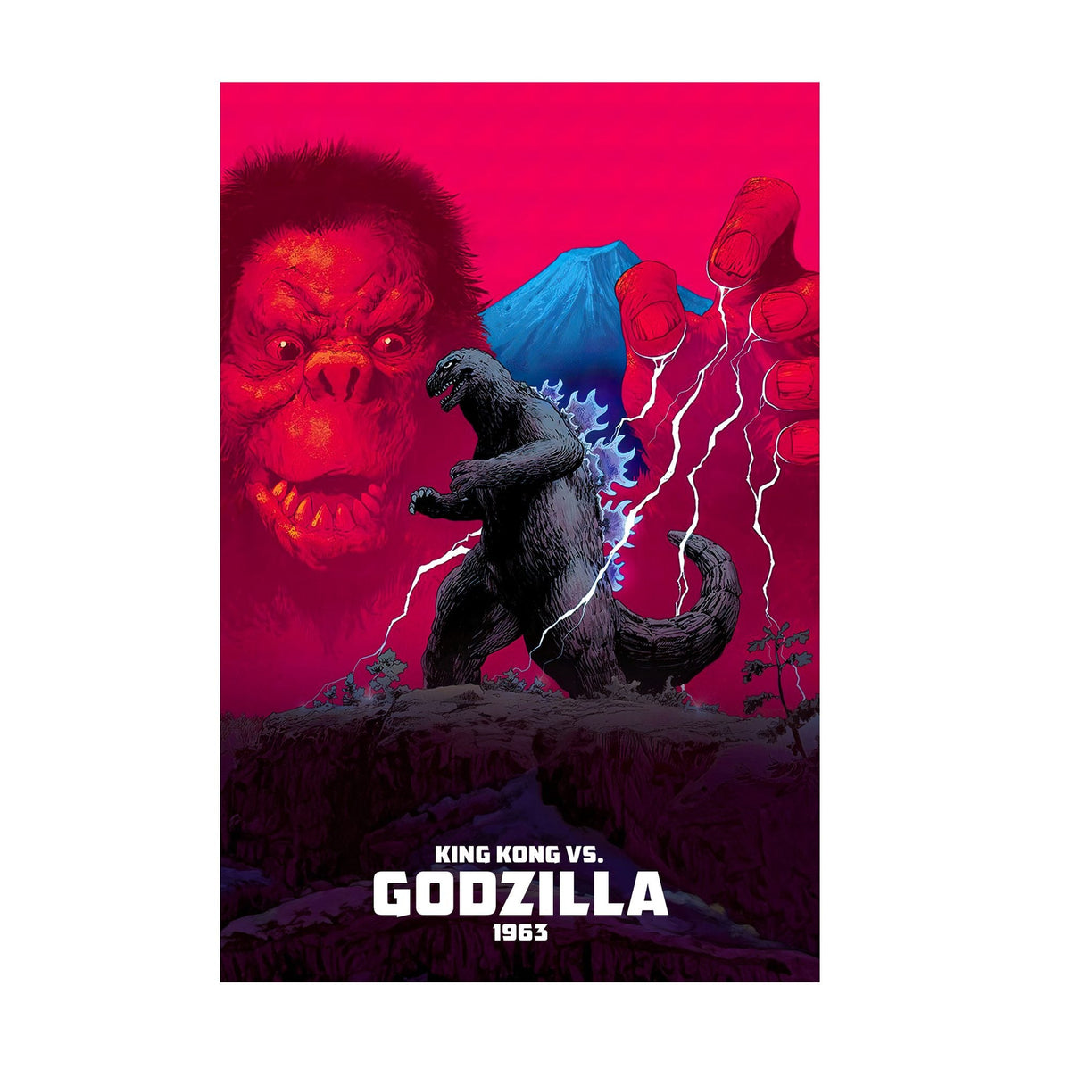 King Kong vs. Godzilla (1963) Movie Poster ‚Äî Red Pop Art Print | Kaiju Wall Art