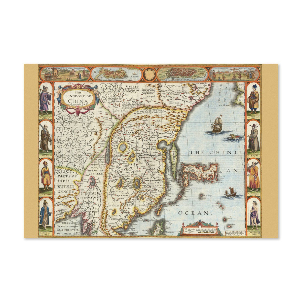 Kingdom of China 1626 Map Poster ‚Äî Asia Exploration Map Print | Vintage Map Wall Art
