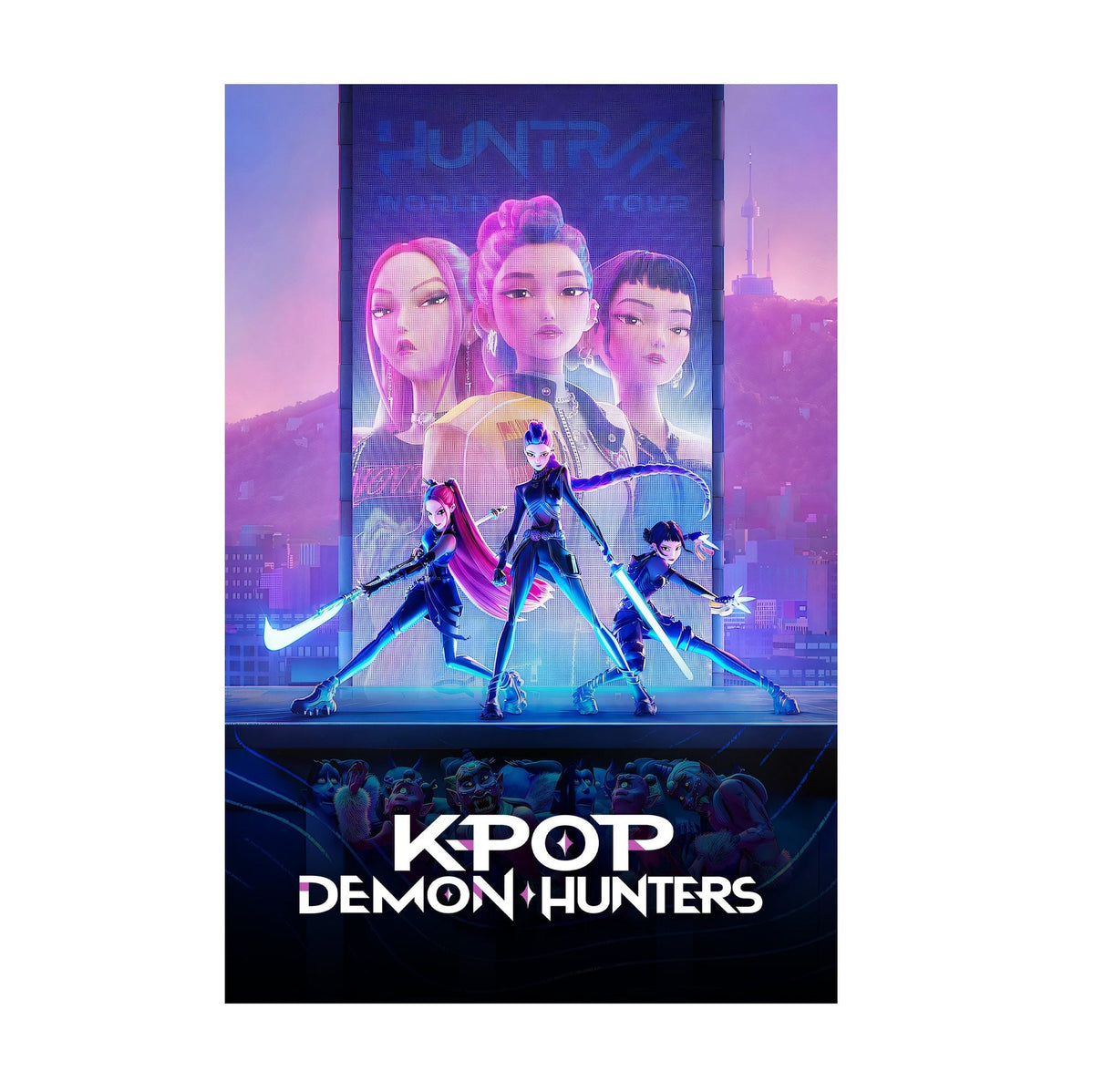 KPop Demon Hunters (2025) Movie Poster ‚Äî Huntrix Key Art Print | Animated Wall Art