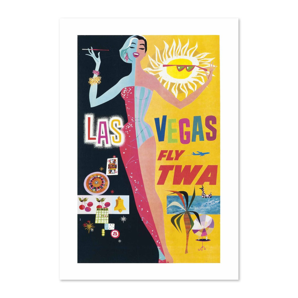 Las Vegas ‚Äî Fly TWA ‚Äî Vintage 1960s Travel Poster | Airline Wall Art