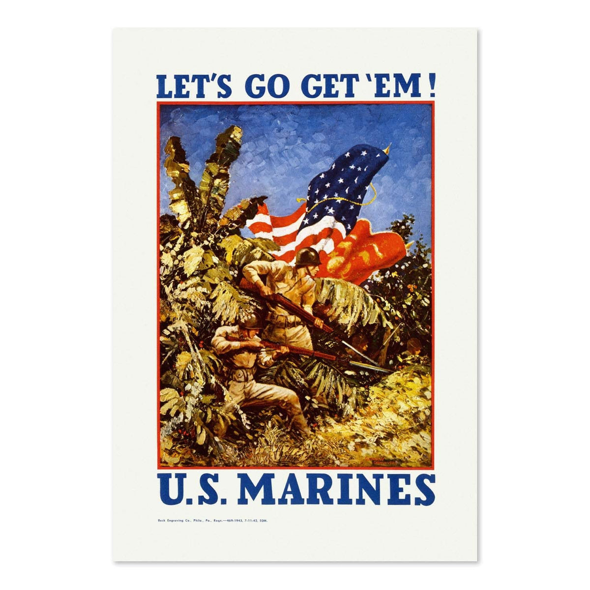 Let‚Äôs Go Get ‚ÄôEm ‚Äî U.S. Marines ‚Äî WWII Poster 1942 | Vintage War Wall Art