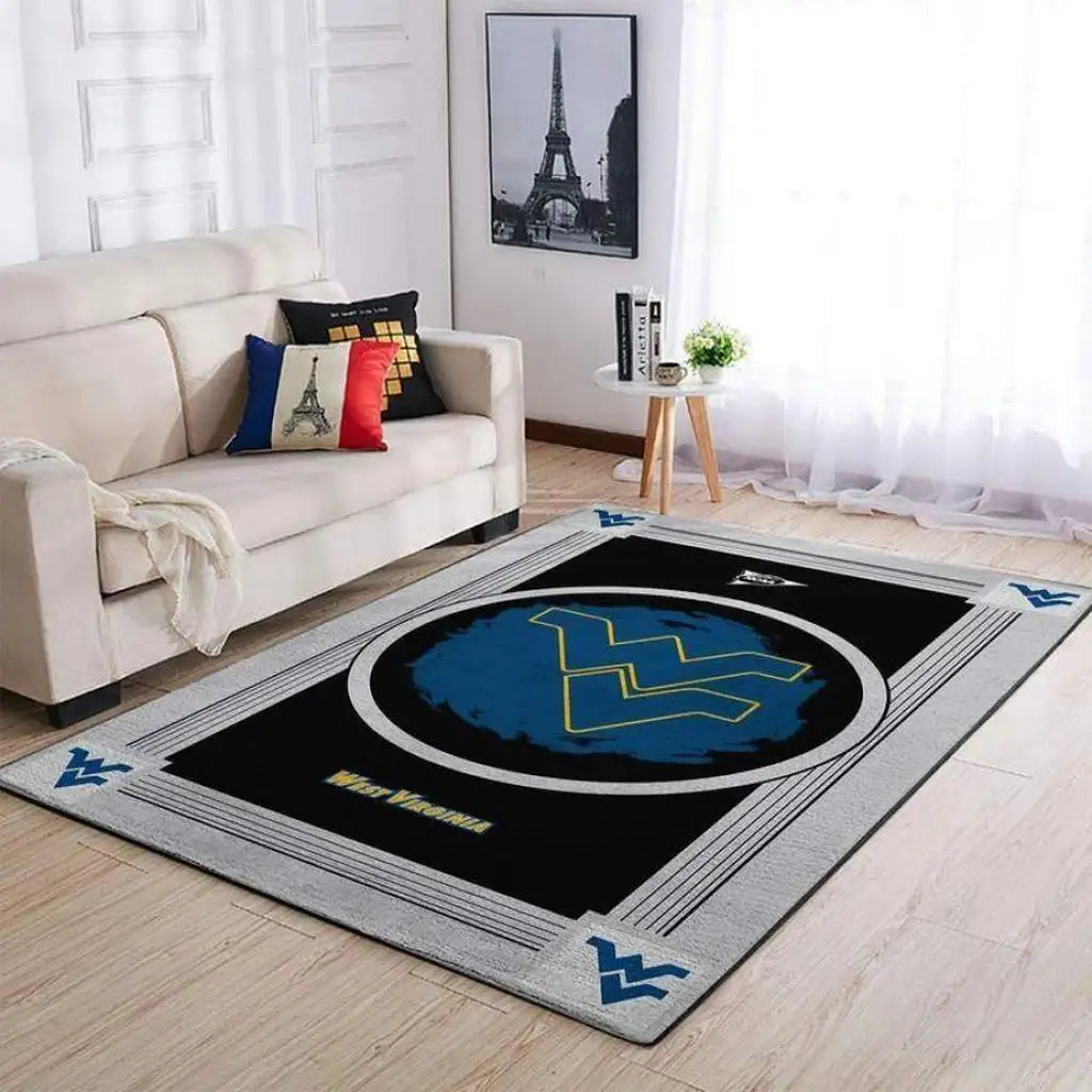 West Virginia Mountaineers Rug - Living Room Area Black and Blue