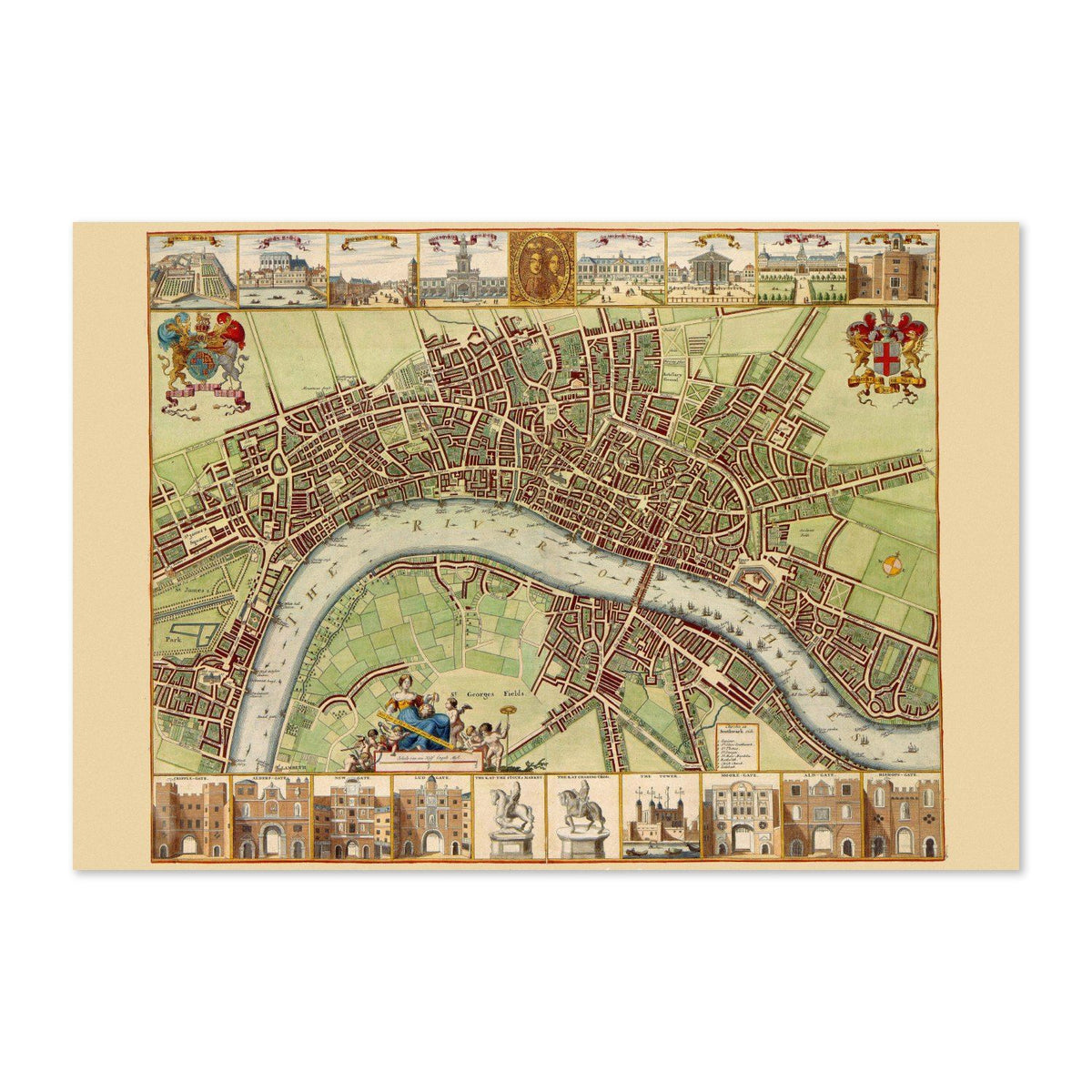 London 1688 Map Poster ‚Äî Classic Landmark City Map Print | Vintage Map Wall Art