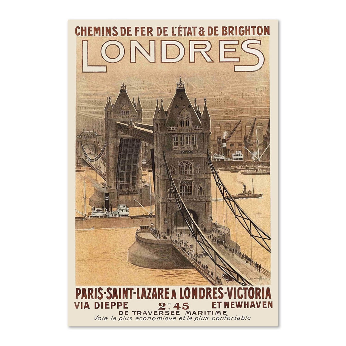 Londres ‚Äî Paris to London ‚Äî Vintage 1920s Travel Poster | London Wall Art