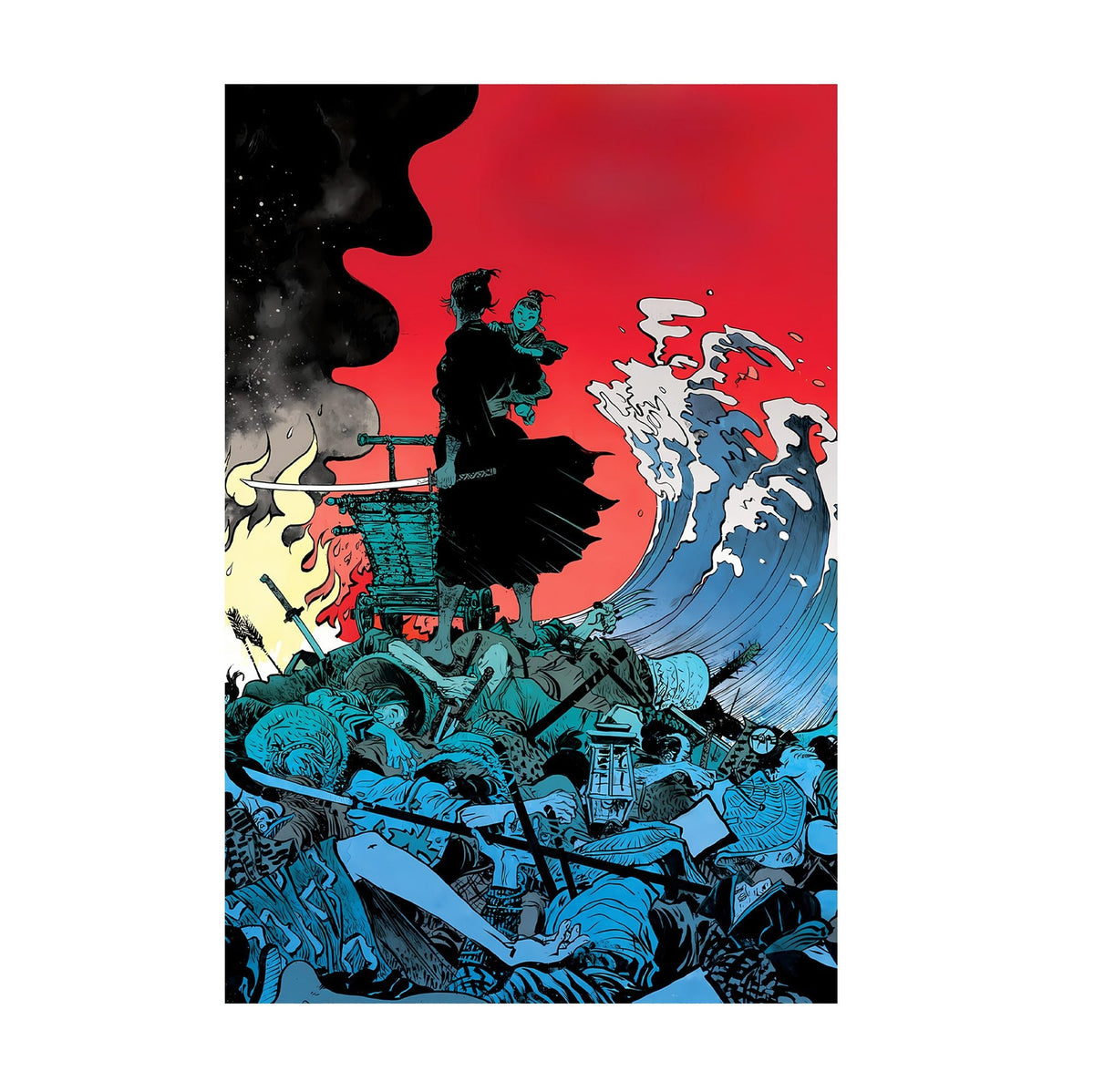 Lone Wolf and Cub: Sword of Vengeance (1972) Poster ‚Äî Ukiyo-e Wave Art | Samurai Wall Art
