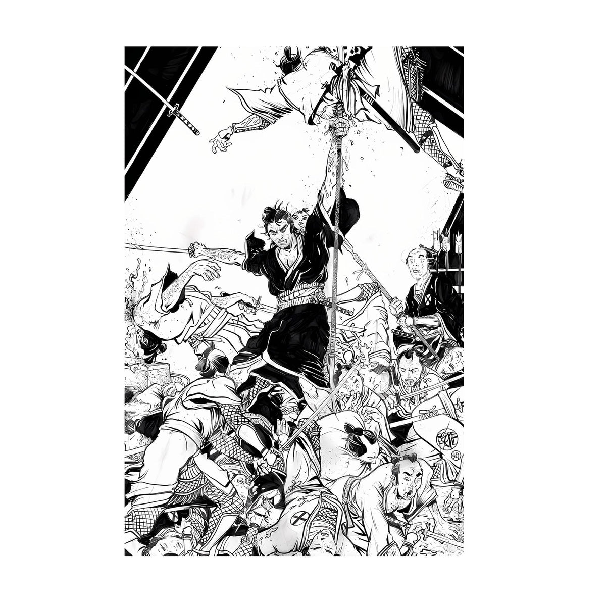Lone Wolf and Cub: Sword of Vengeance (1972) Poster ‚Äî Ink Illustration Art | Samurai Wall Art