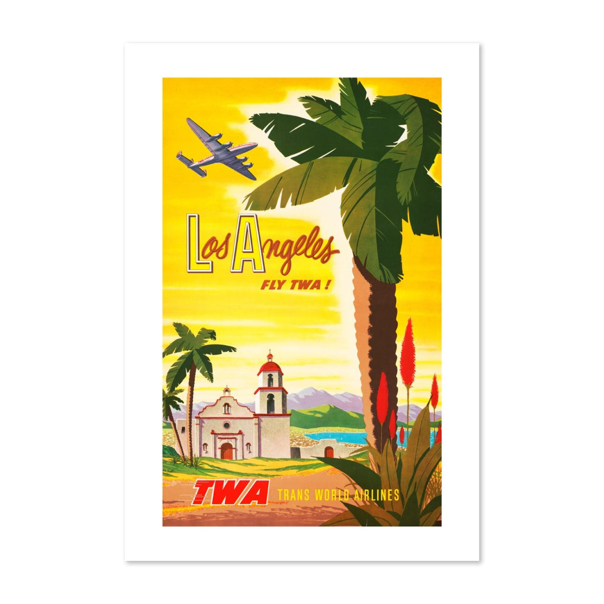 Los Angeles ‚Äî Fly TWA ‚Äî Vintage 1950s Travel Poster | Airline Wall Art
