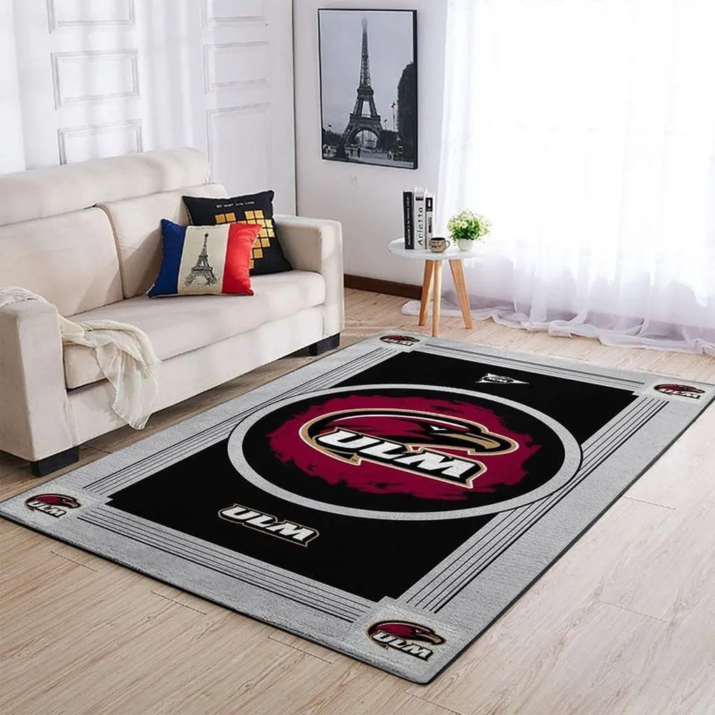 University of Louisiana Monroe Area Rug for Living Room Black and Red
