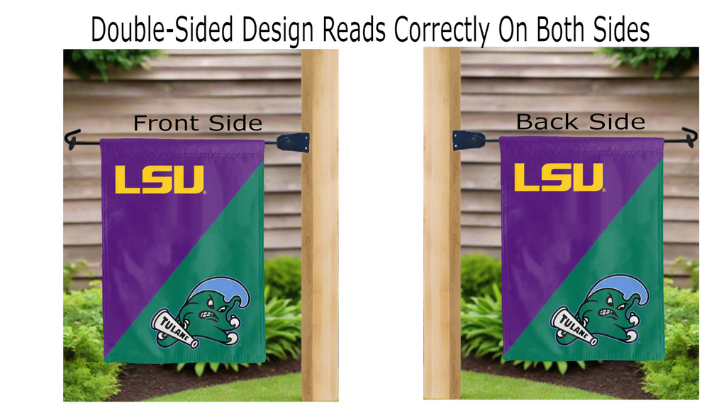 LSU - Tulane University House Divided Garden Flag