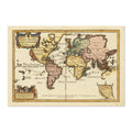 Map of the World 1700s Poster ‚Äî Hand-Coloured Antique World Map Print | Vintage Map Wall Art