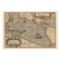Maris Pacifici 1589 Map Poster ‚Äî Ortelius First Map of the Pacific Ocean Print | Vintage Map Wall Art