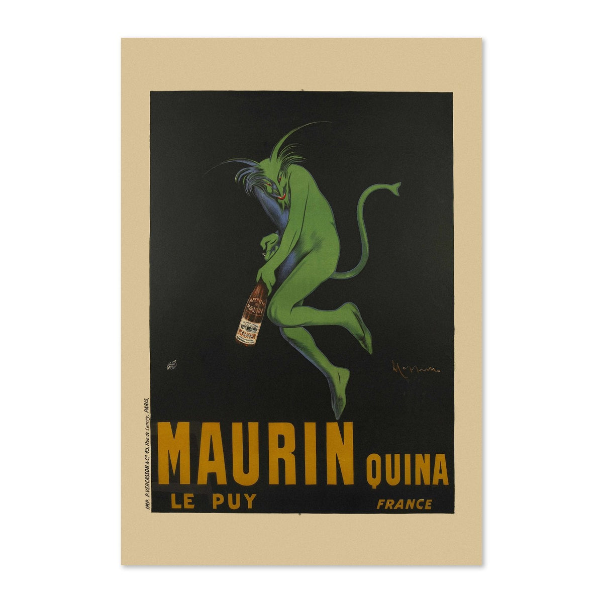 Maurin Quina Poster ‚Äî 1906 Leonetto Cappiello Green Devil Print | Vintage Bar Wall Art
