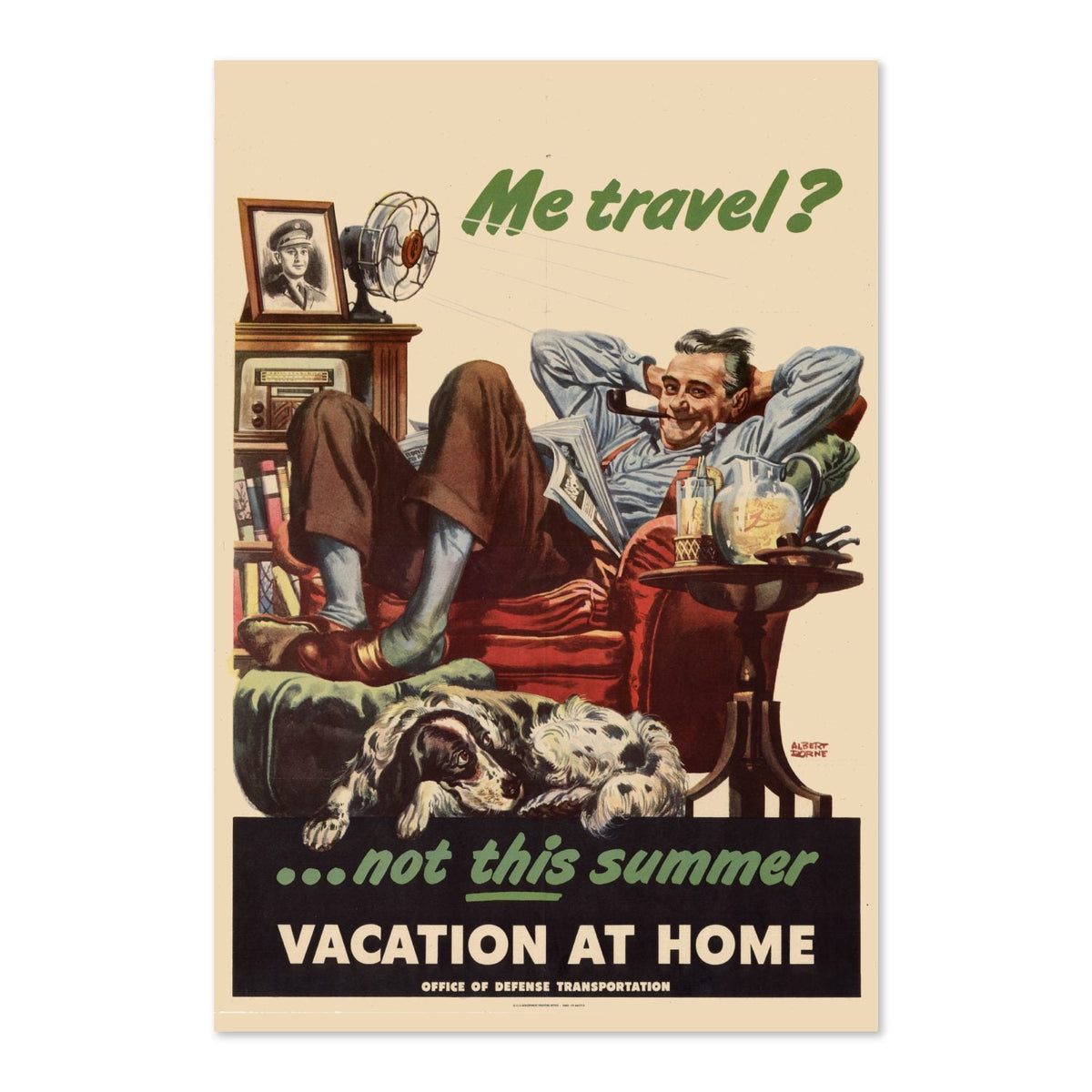 Me Travel? Not This Summer ‚Äî Vacation at Home ‚Äî WWII Poster 1945 | Vintage War Wall Art