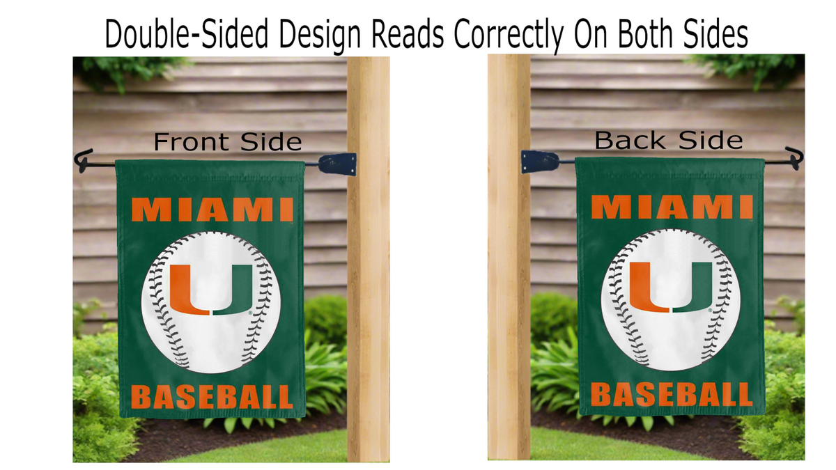 University of Miami Baseball Double Sided Garden Flag
