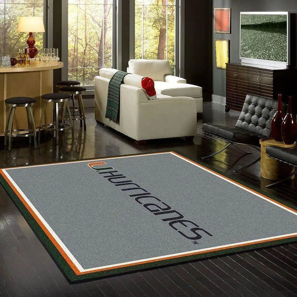 Hurricanes Area Rug for Living Room and Game Room Decor Orange and Gray