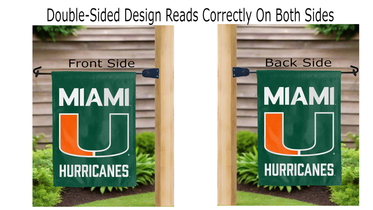 Green University of Miami Double Sided Garden Flag