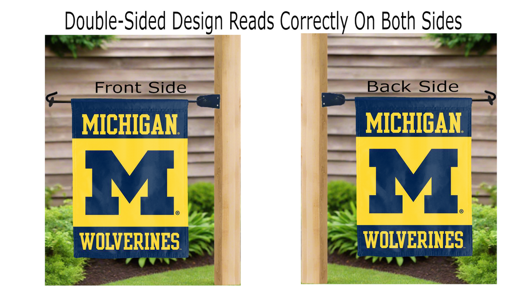 Michigan - Wolverines Block M Maize Double Sided Garden Flag