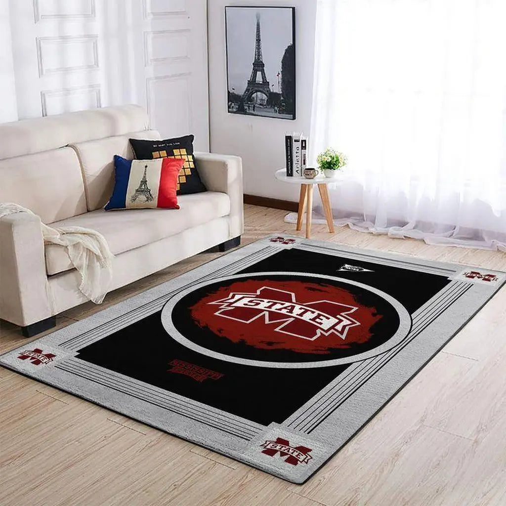 Mississippi State University Rug - for Living Room Decor Black and Red