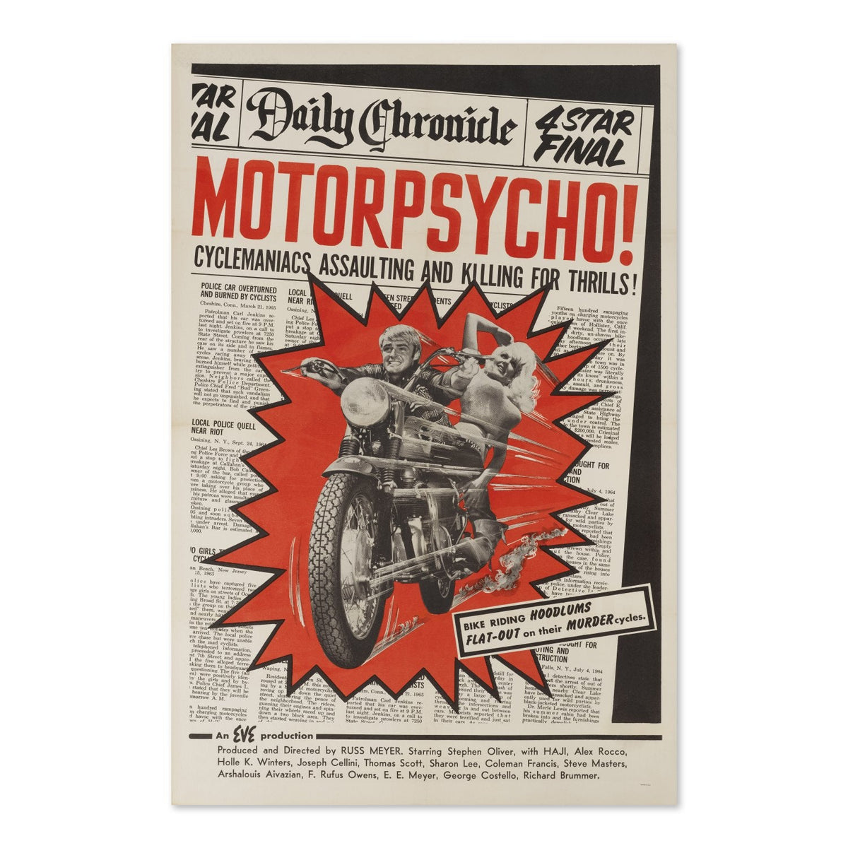 Motorpsycho! 1965 Poster ‚Äî Vintage Motorcycle Movie Poster | Retro Wall Art