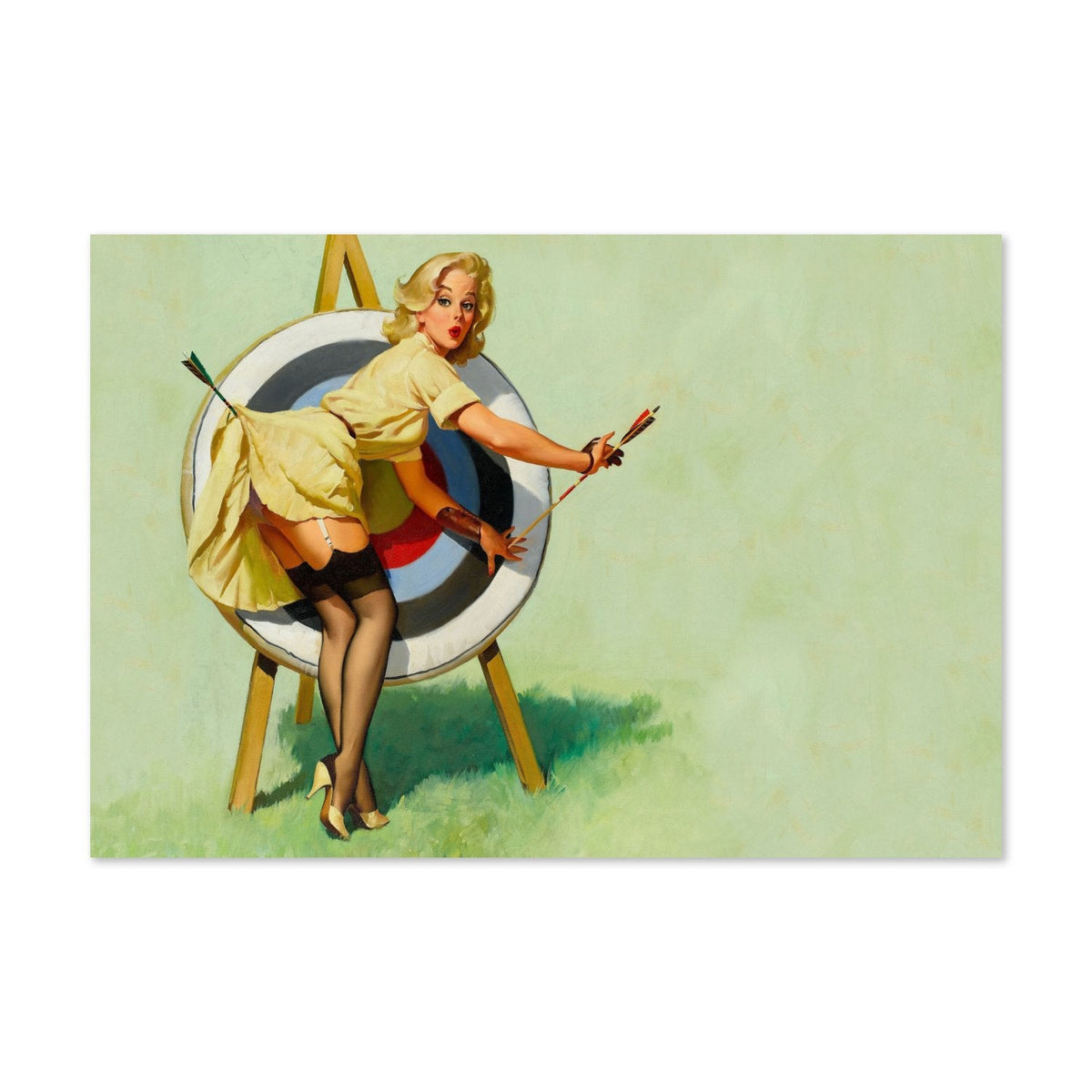 Near Miss ‚Äî Gil Elvgren 1964 Pin-Up Poster | Archery Target Wall Art