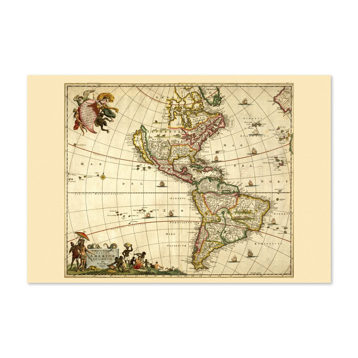 New and Accurate Map of America 1680 Poster ‚Äî Antique Americas Print | Vintage Map Wall Art