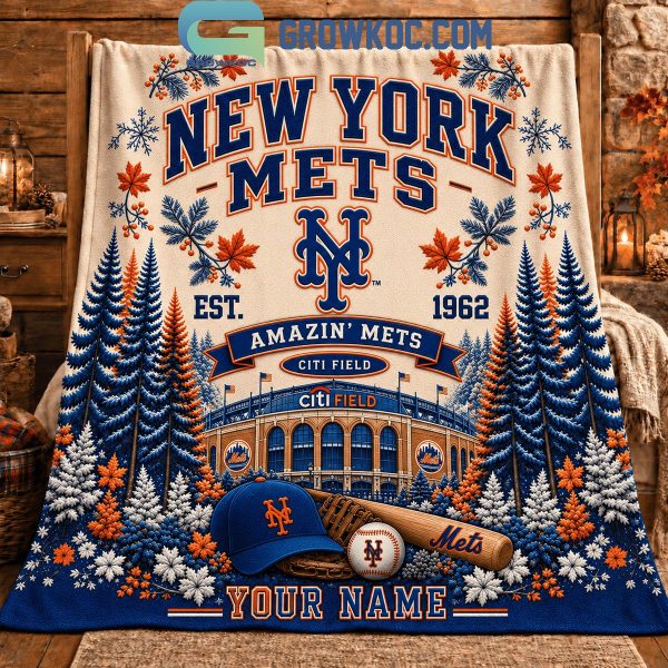 New York Mets Amazin' Mets City Field Christmas Gift Blanket Quilt