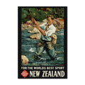 New Zealand ‚Äî Fly Fishing ‚Äî Vintage 1930s Travel Poster | New Zealand Wall Art