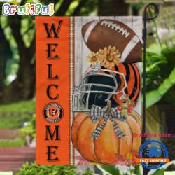NFL Cincinnati Bengals Flower Pumpkin Halloween Football Garden Flag