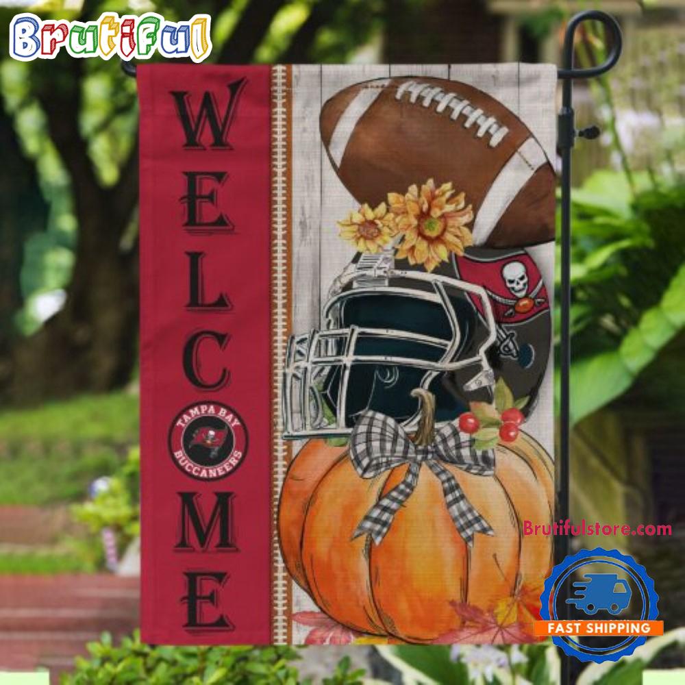 NFL Tampa Bay Buccaneers Flower Pumpkin Halloween Football Garden Flag
