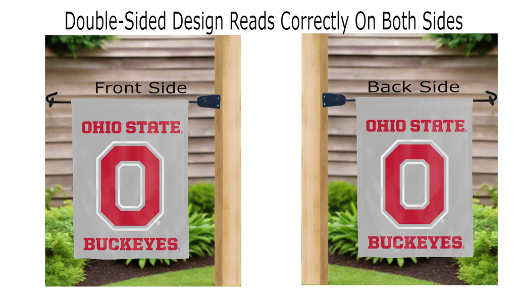 Grey Ohio State Buckeyes Garden Flag
