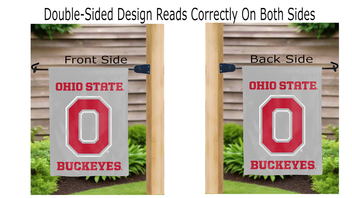 Grey Ohio State Buckeyes Garden Flag