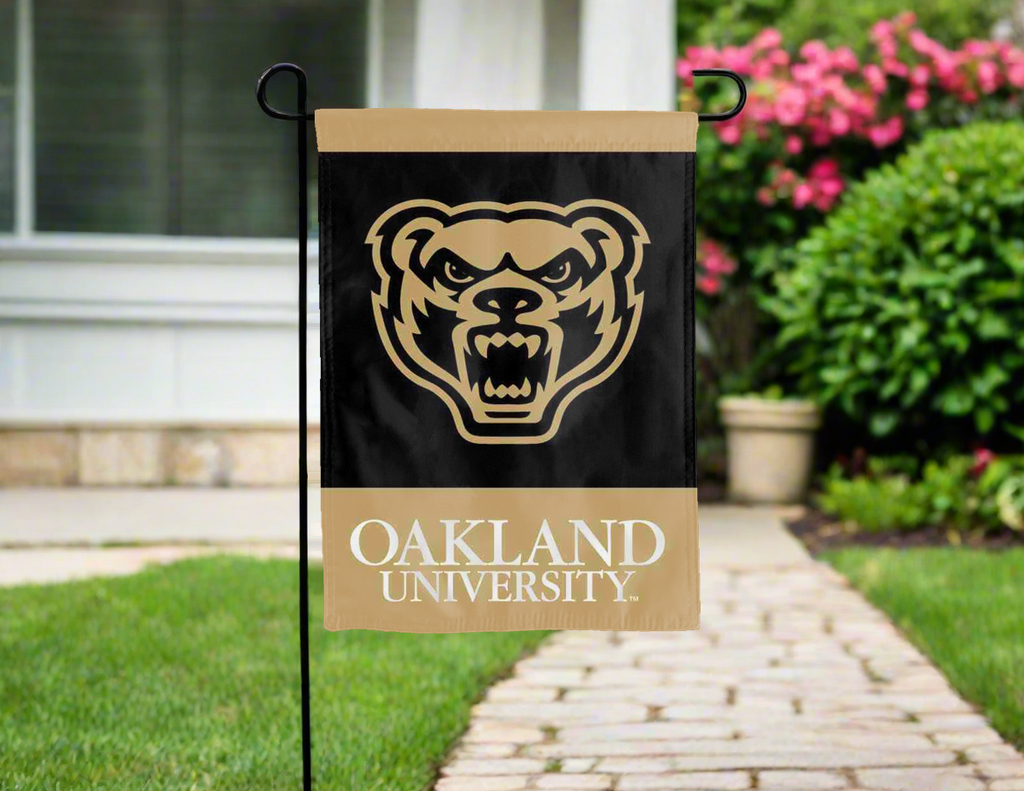Oakland University - Grizzlies Black and Gold Garden Flag