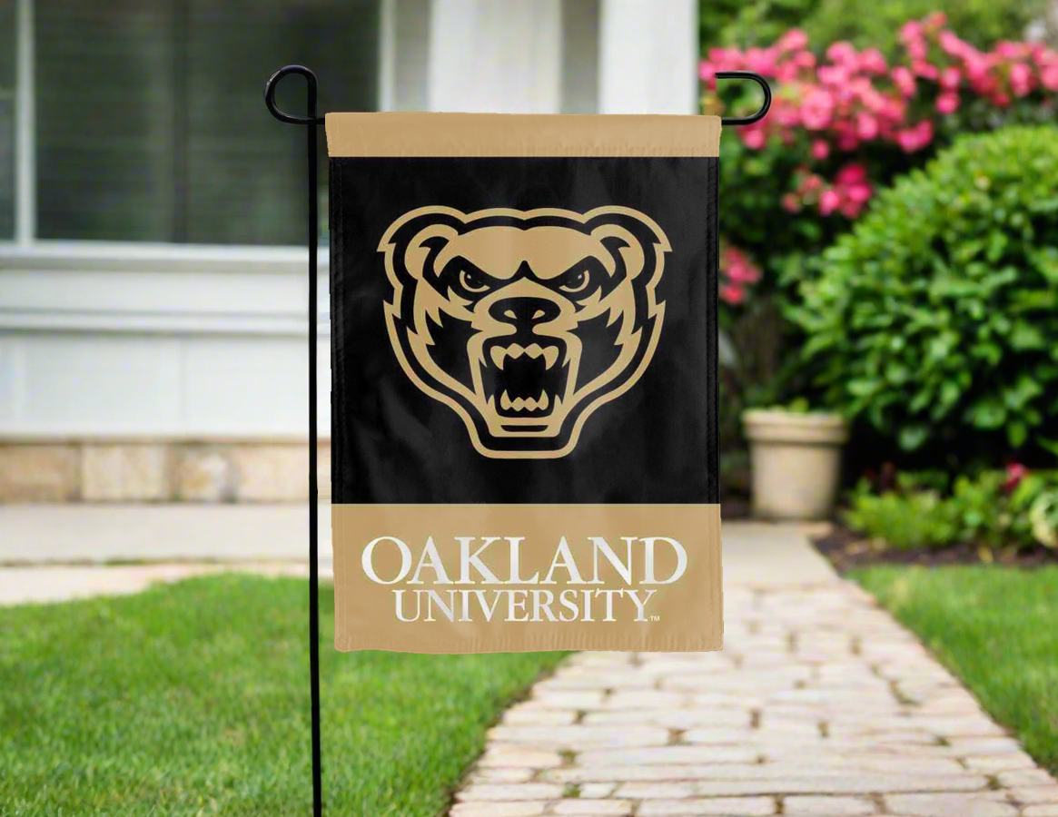 Oakland University - Grizzlies Black and Gold Garden Flag