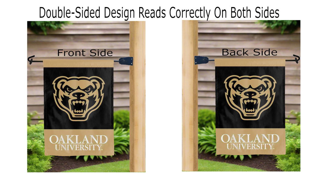 Oakland University - Grizzlies Black and Gold Garden Flag