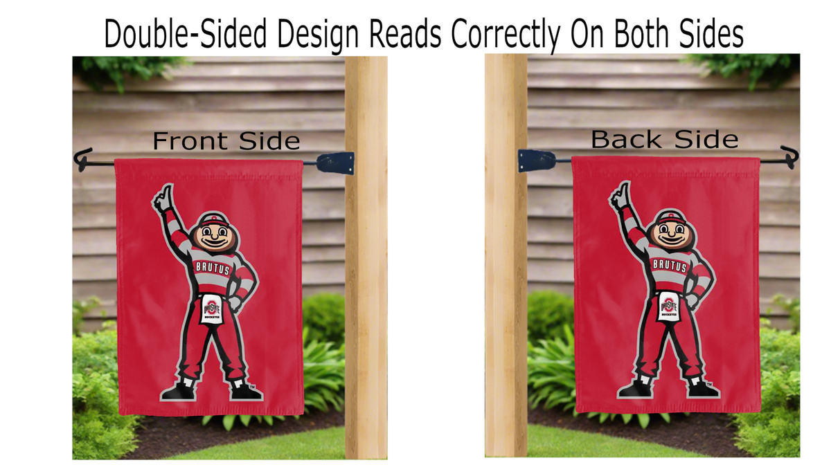 13x18 Ohio State Garden Flag with Brutus Buckeye Logo