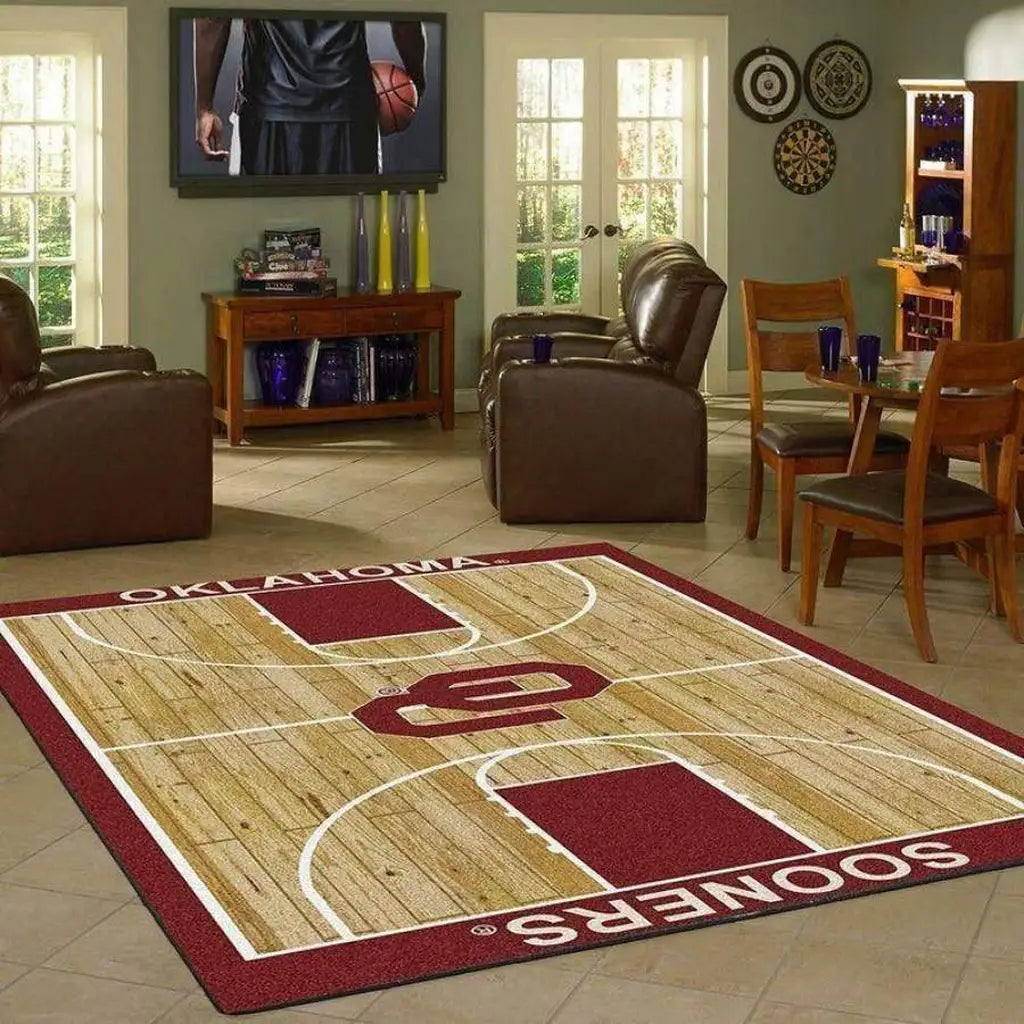 Oklahoma Sooners Basketball Court Style Area Rug...