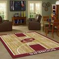 Oklahoma Sooners Basketball Court Style Area Rug Beige and Red