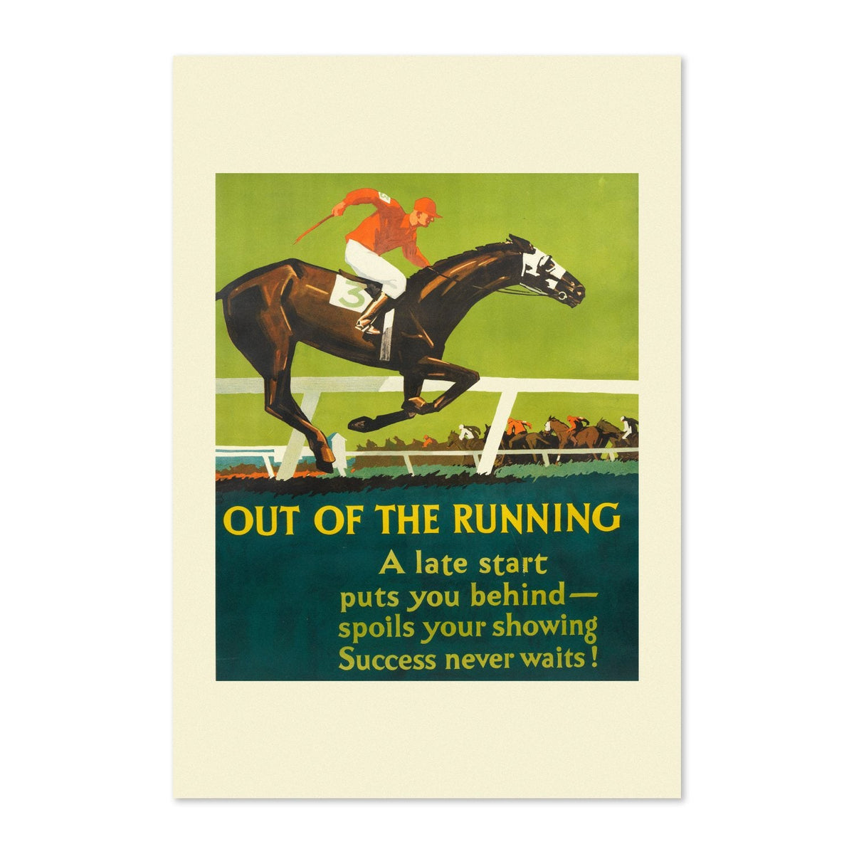 Out of the Running Poster ‚Äî 1920s Work Incentive Motivational Print | Vintage Office Wall Art