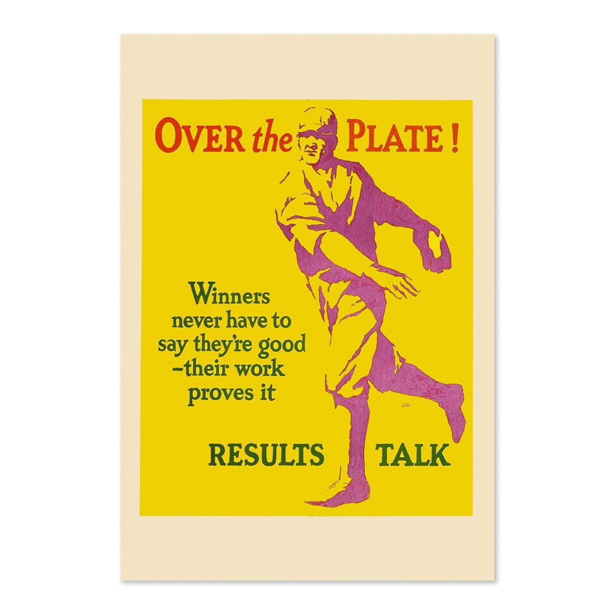 Over the Plate! Results Talk Poster ‚Äî 1929 Work Incentive Motivational Print | Vintage Office Wall Art