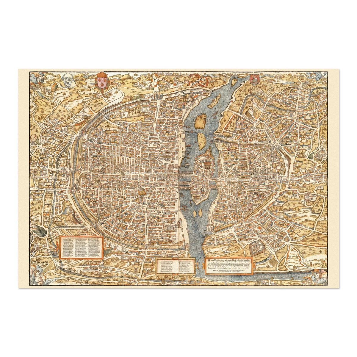 Paris 1550 Map Poster ‚Äî Historic Bird‚Äôs-Eye City Plan Print | Vintage Map Wall Art