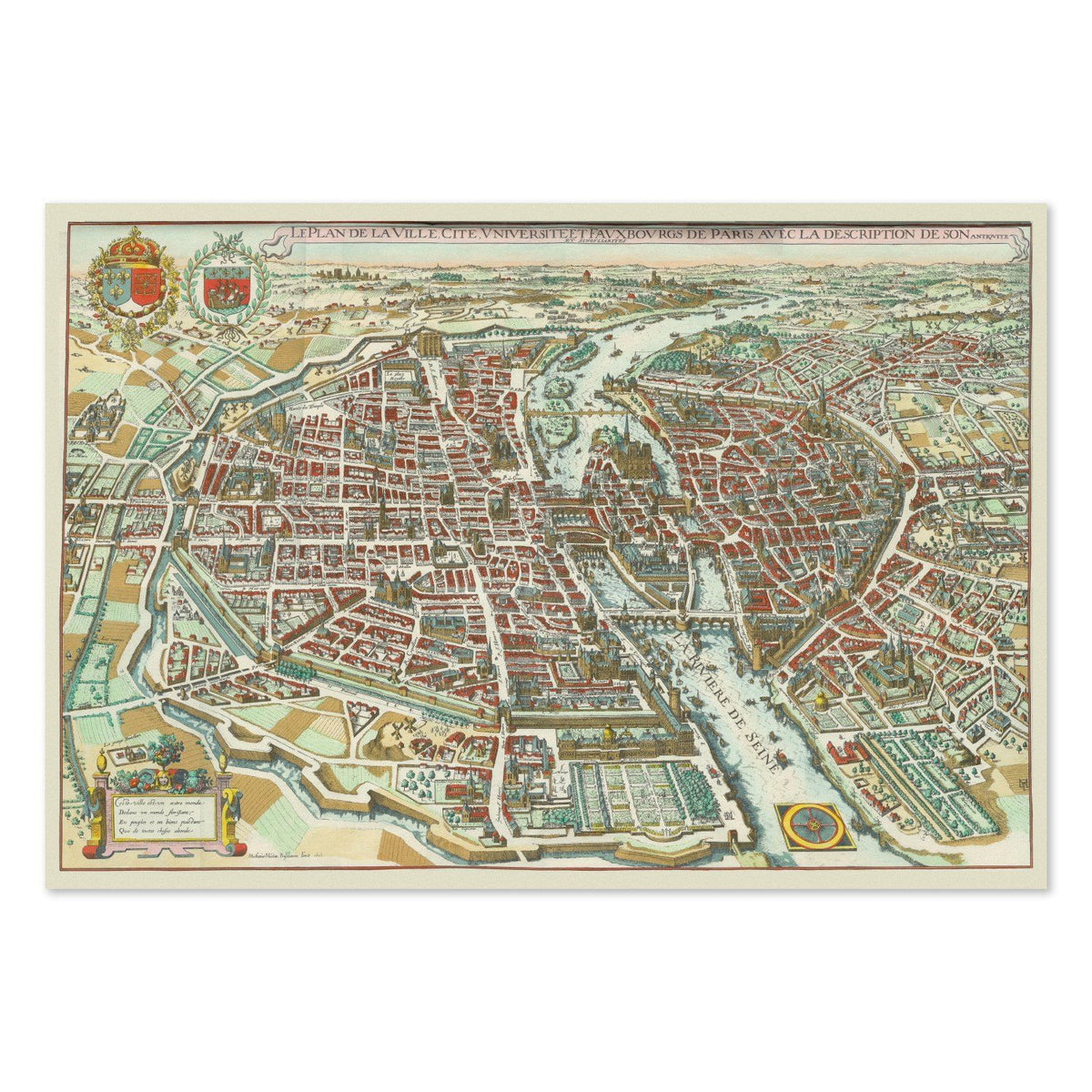 Paris 1615 Map Poster ‚Äî Historic City Plan Print | Vintage Map Wall Art