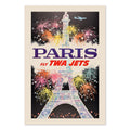 Paris ‚Äî Fly TWA Jets ‚Äî Vintage 1960s Travel Poster | Airline Wall Art