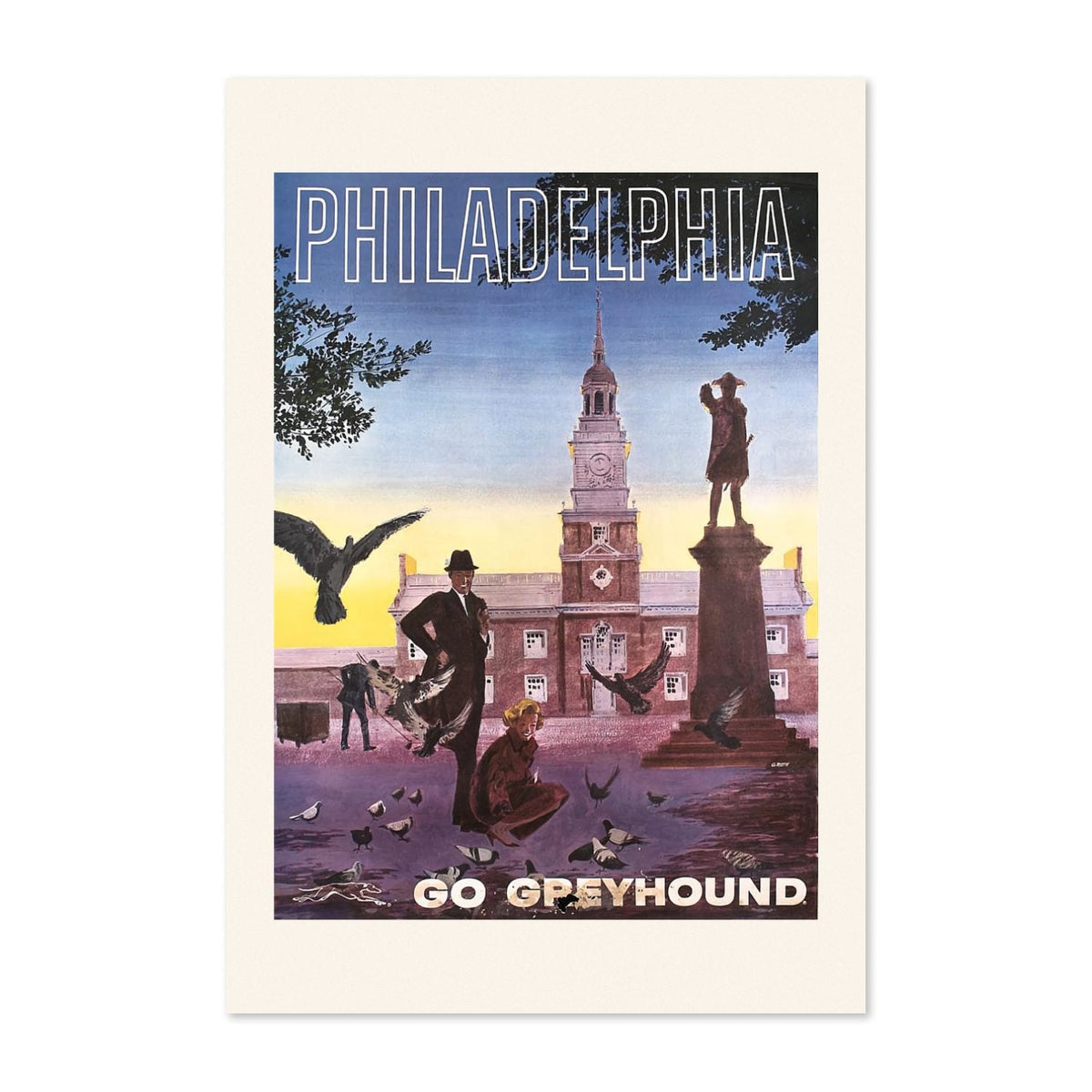 Philadelphia ‚Äî Go Greyhound ‚Äî Vintage 1960s Travel Poster | Road Trip Wall Art