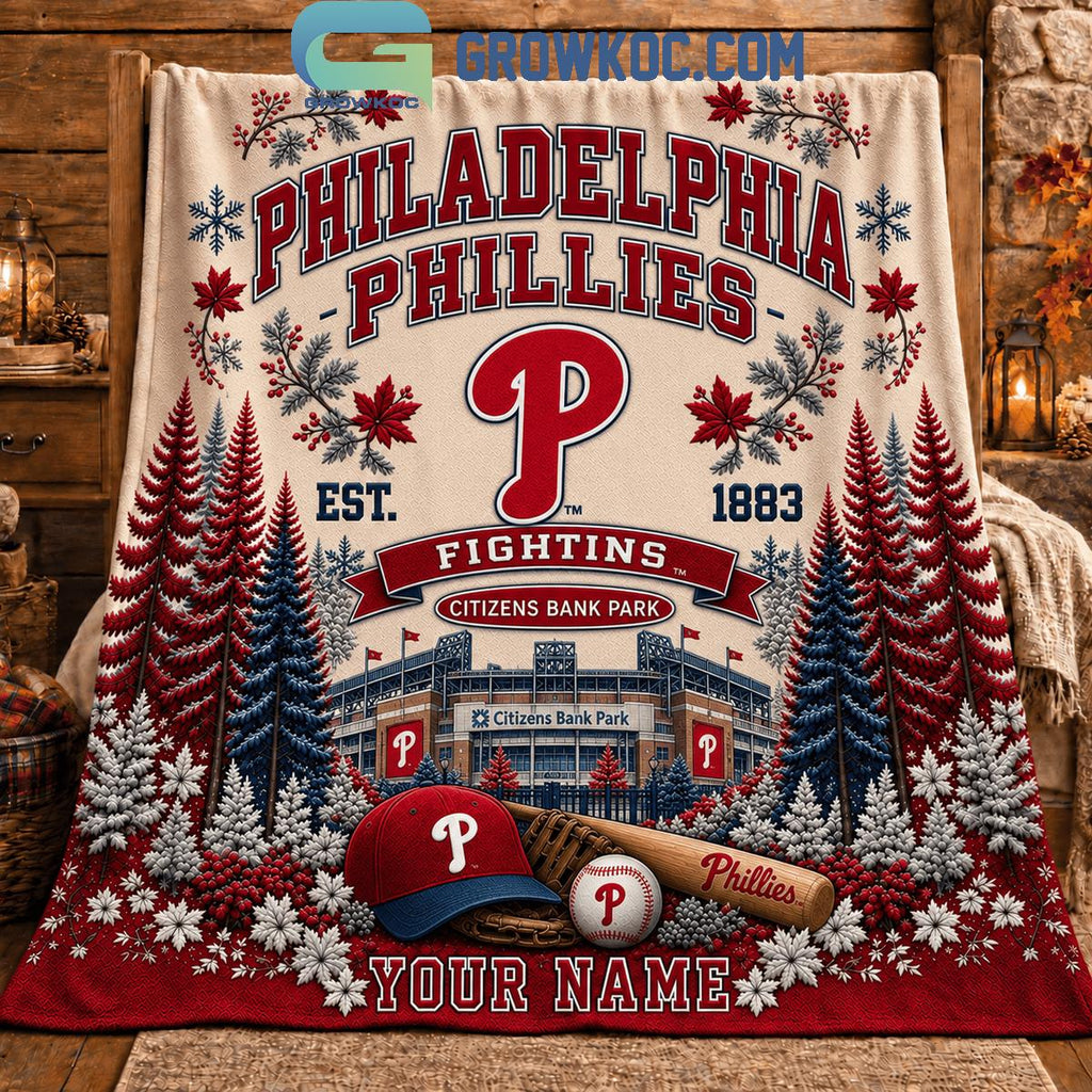 Philadelphia Phillies Fightins EST 1883 Christmas Blanket Quilt