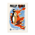Phillip Island ‚Äî Penguin Map ‚Äî Vintage 1930s Travel Poster | Australia Wall Art