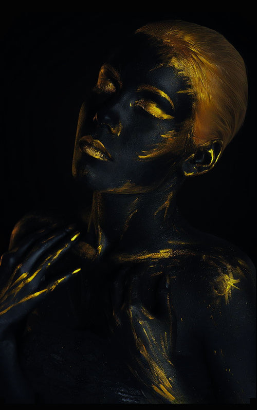 African Black Gold Female Poster Fashion Body Painting Wall Art Picture Print