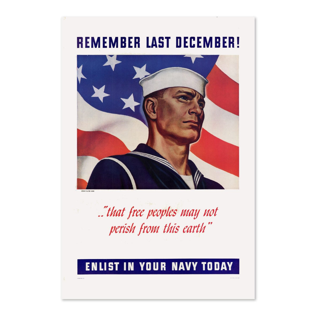 Remember Last December ‚Äî Enlist in Your Navy ‚Äî WWII Poster 1942 | Vintage War Wall Art