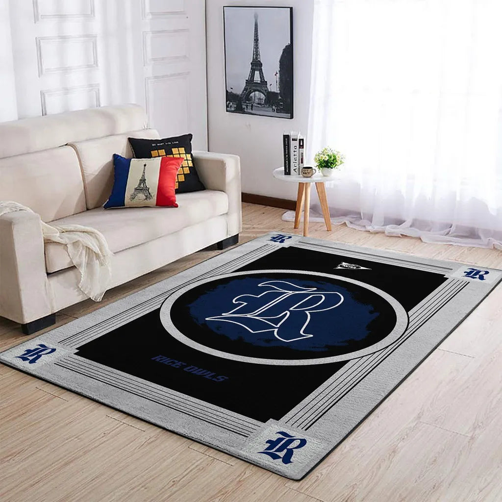 Rice Owls Area Rug for Living Room Bedroom Decor Black and Gray
