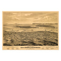 San Diego 1876 Panoramic Map Poster ‚Äî California Bird‚Äôs-Eye View Print | Vintage Map Wall Art