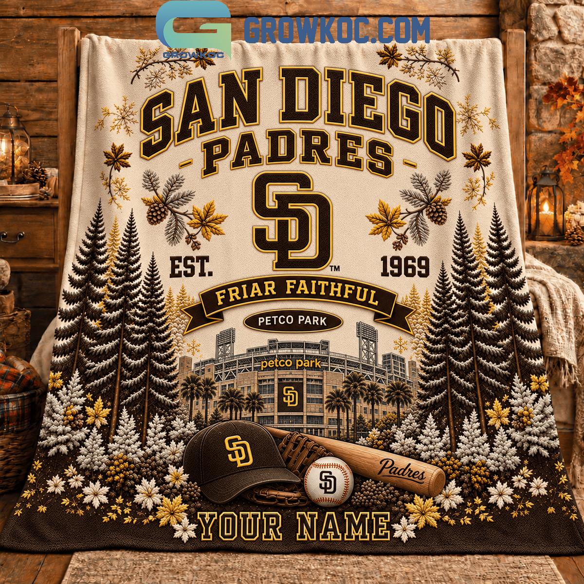 San Diego Padres Friar FaithFul New Christmas Gift Blanket Quilt
